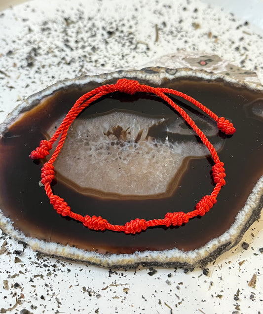 Fixed 7 Knot Red Bracelet